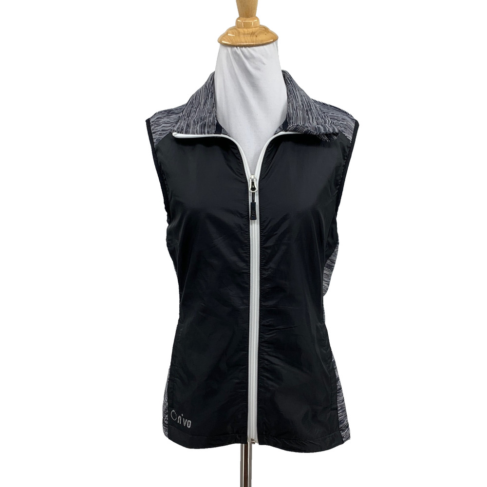 Nivo NVO Vest Womens XS Extra Small White Black Full Zip Mock Sleeveless Golf